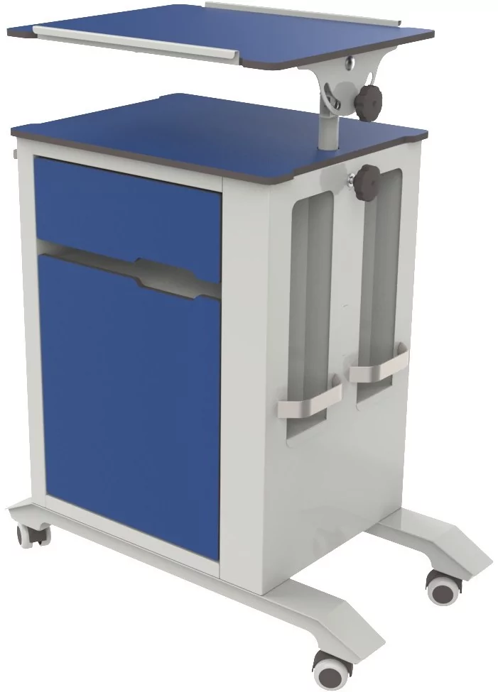 Тумба медицинская прикроватная ТМП-02.6 с поворотным столиком (HPL), цвет - синий - Фото 2